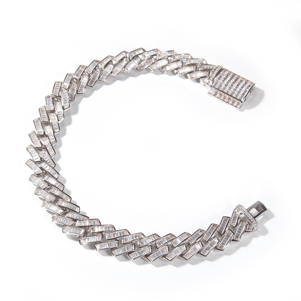 19mm French Creative Cuban Bracelet In White Gold