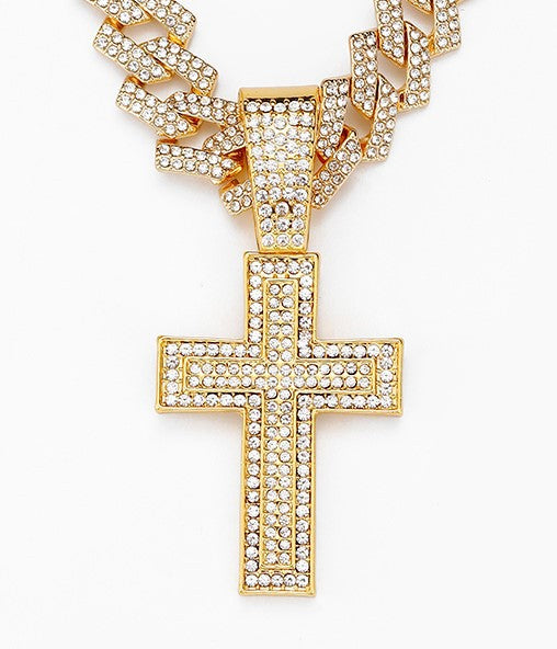 Necklace full of iced crosses