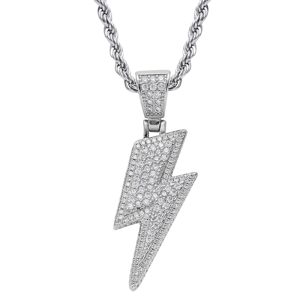 8K Gold-Plated CZ Iced Lightning Necklace