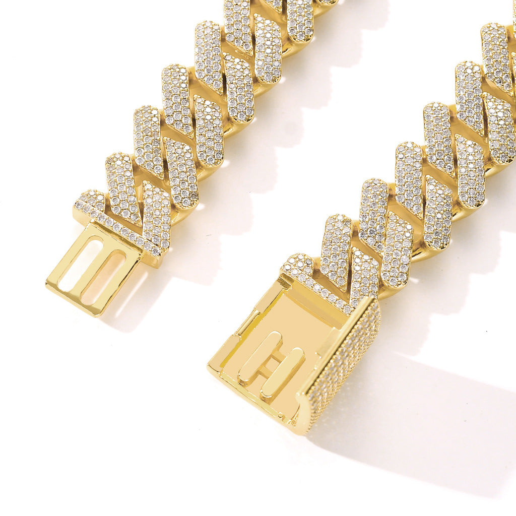 20mm Prong Cuban Bracelet in Gold