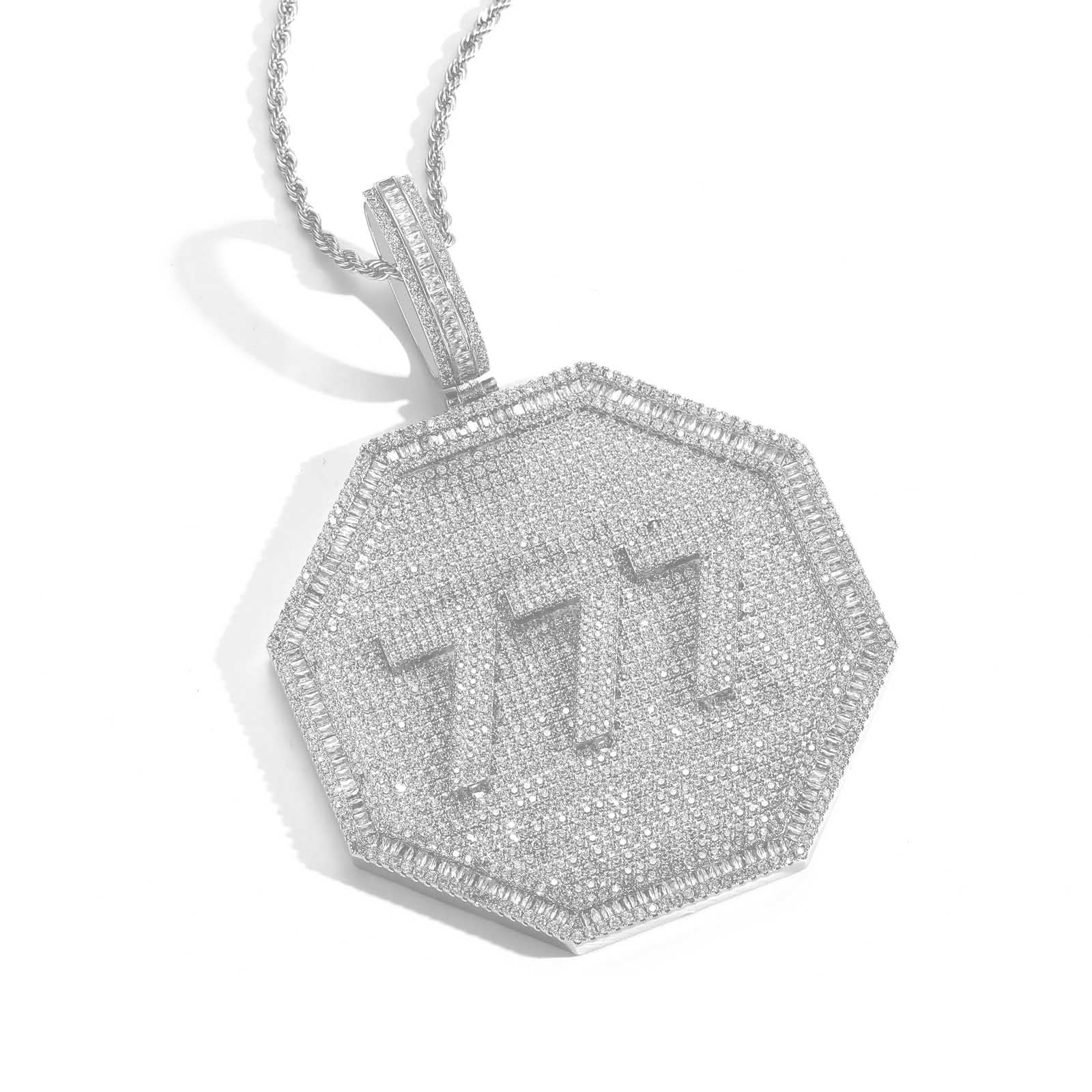 3D BIG OCTAGON CUSTOM LETTER NECKLACE