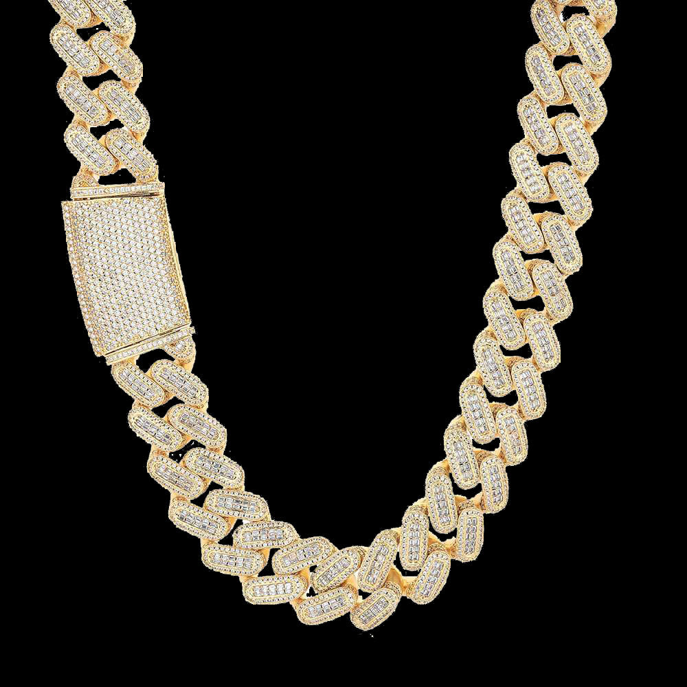 17.5mm Curved Clasp Iced Cuban Link Chain