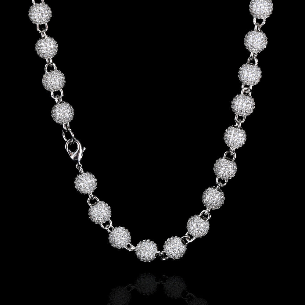 8mm iced round bead necklace