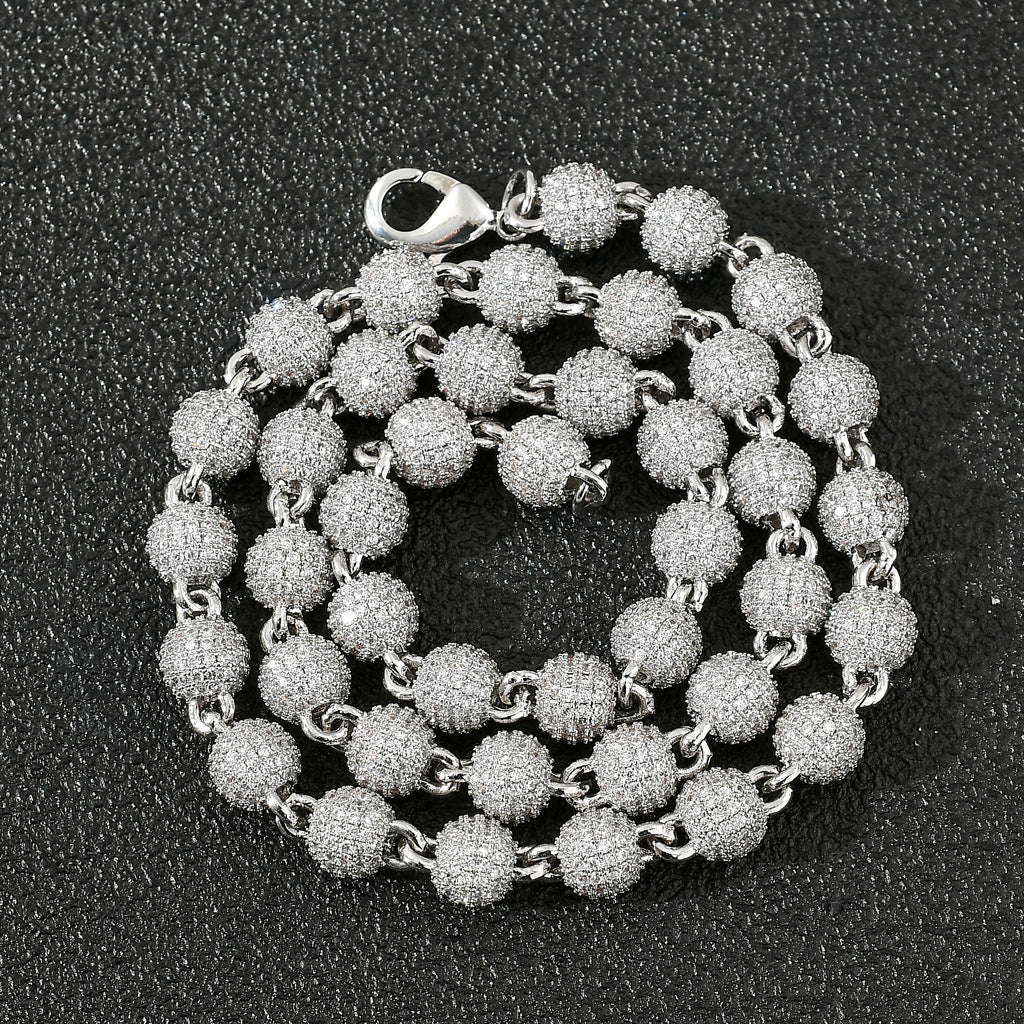 8mm iced round bead necklace