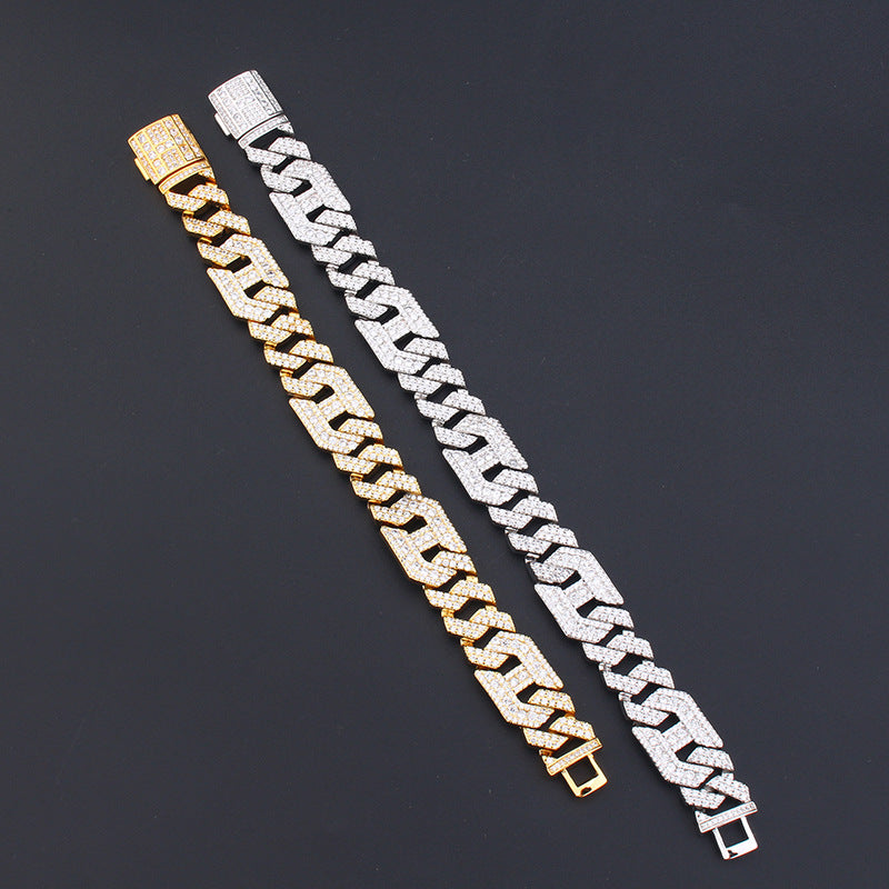 18K Gold-Plated Polygon Cuban Link Bracelet