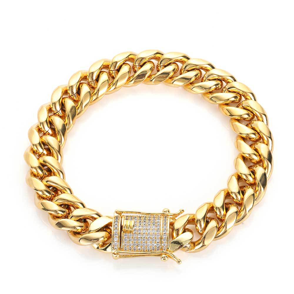 14mm Cuban Link Bracelet With Iced Out Clasp