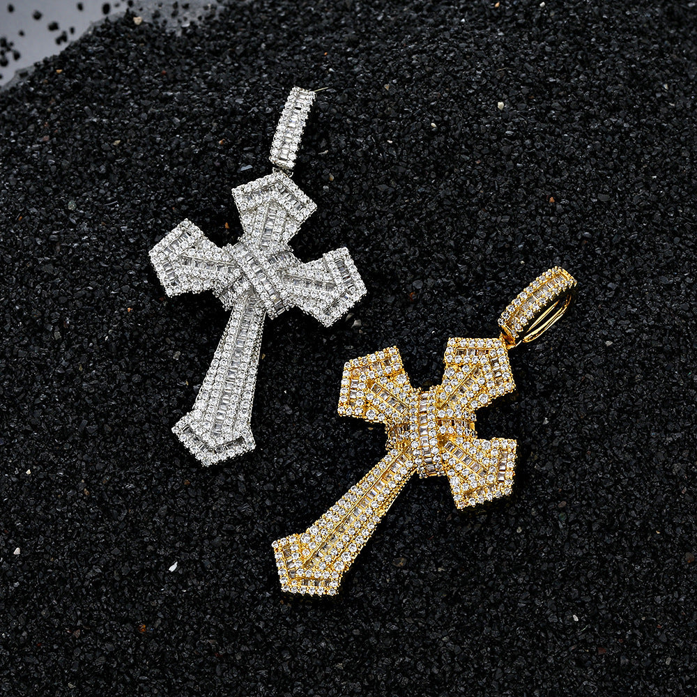 Iced Out Baguette Jesus Cross Necklace