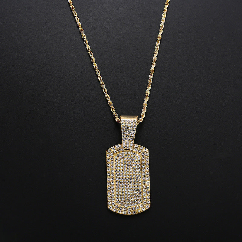 Iced Out Dog Tag Necklace