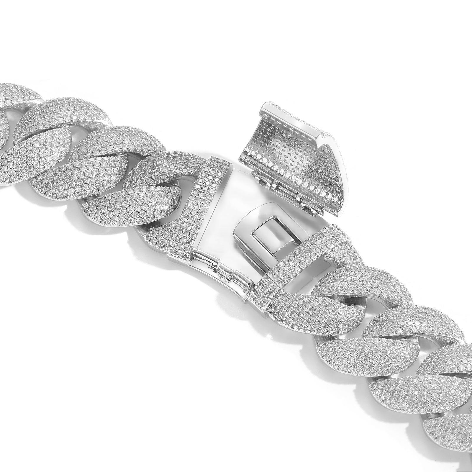 22mm 3d Bubble Iced Cuban Bracelet In White Gold