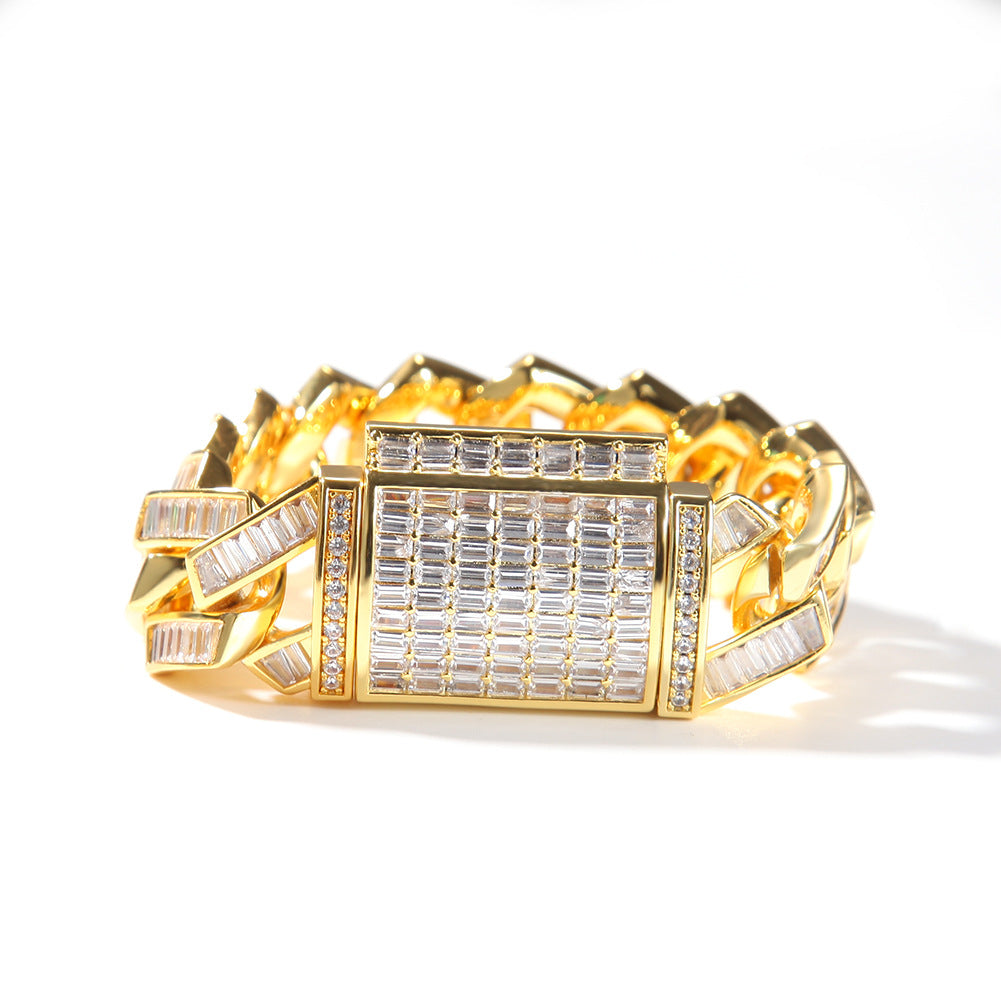 19mm French Creative Cuban Bracelet In 18k Gold