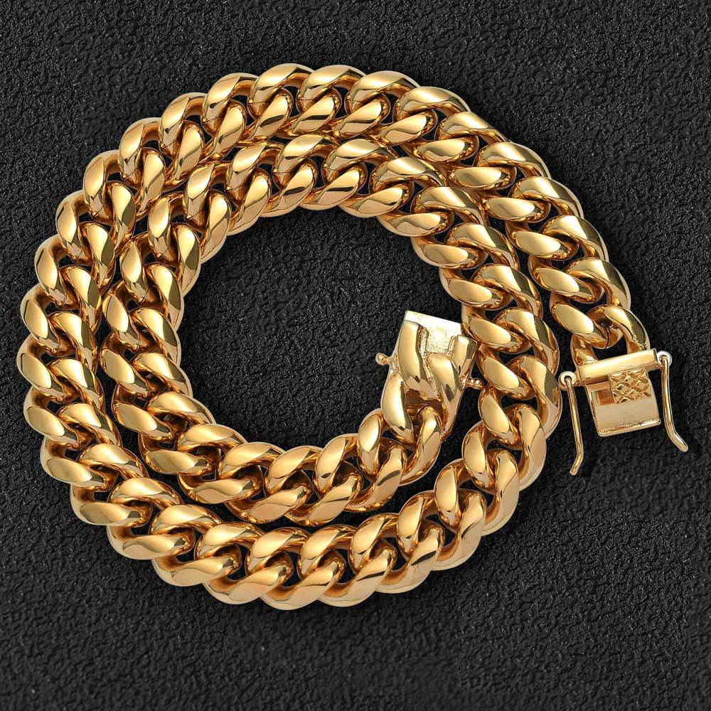 14mm 18K Gold-Plated Classic Miami Cuban Link