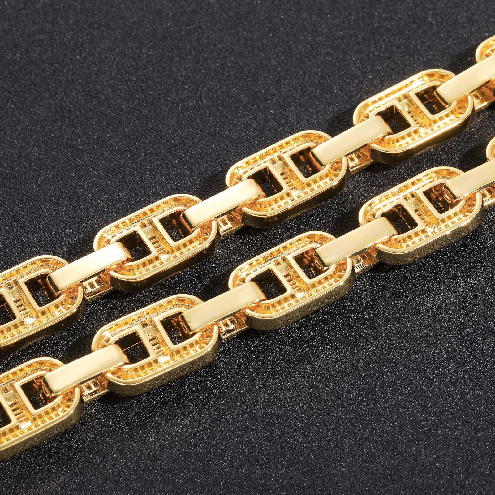 15mm Baguette Mariner Chain in 18k Gold