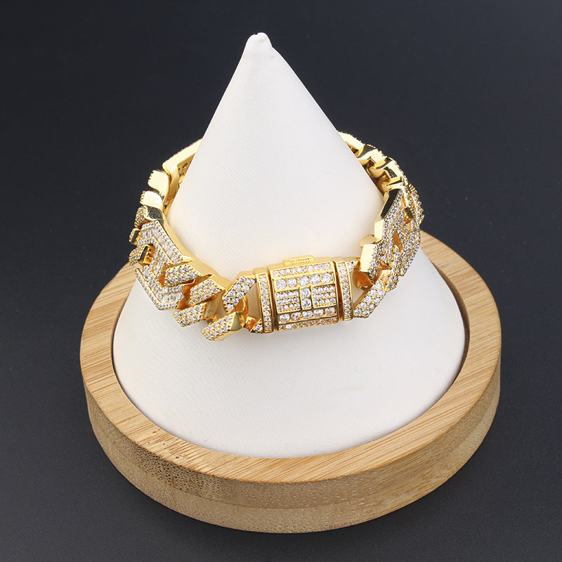 18K Gold-Plated Polygon Cuban Link Bracelet