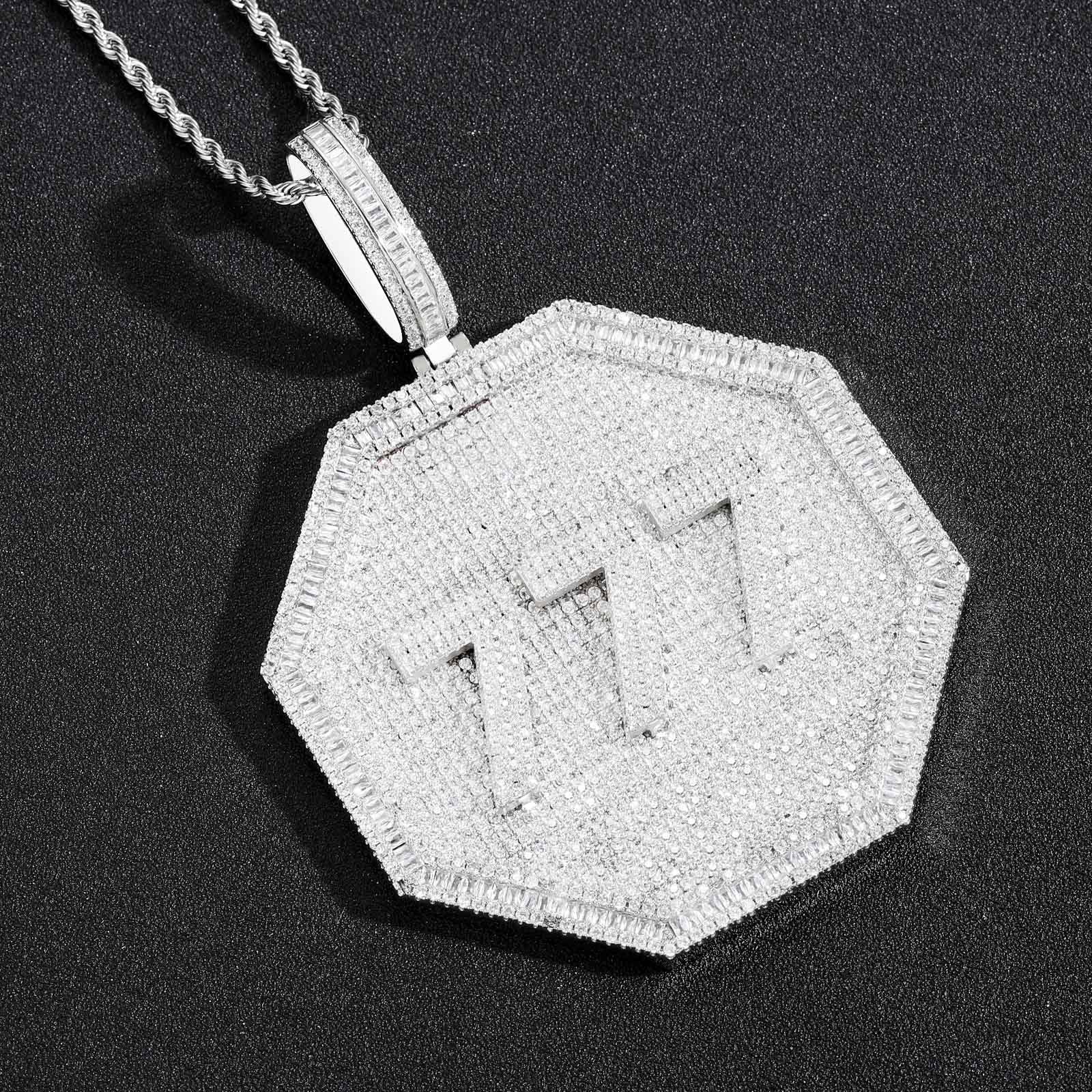 3D BIG OCTAGON CUSTOM LETTER NECKLACE