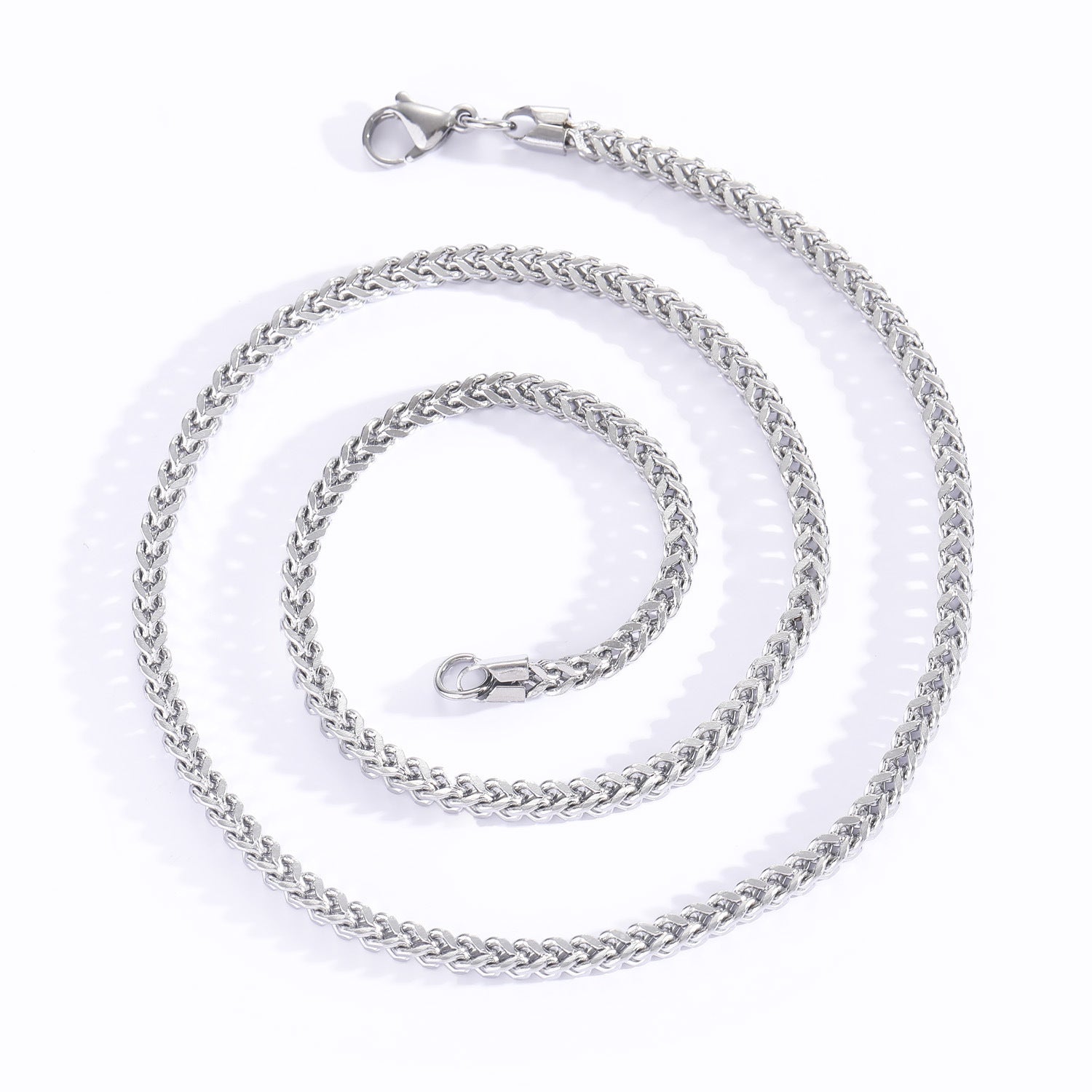 3mm Franco Link Chain in White Gold