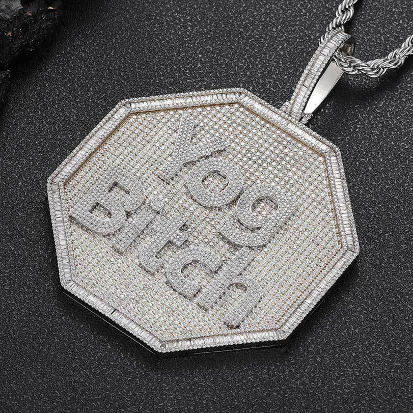 3D BIG OCTAGON CUSTOM LETTER NECKLACE