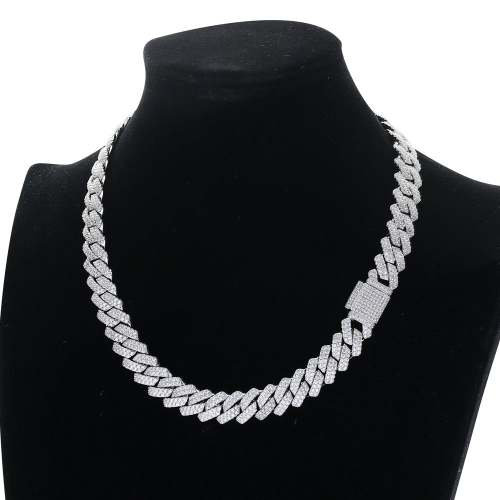 Seamless Rhombic Iced Cuban Chain 18K White/Gold-Plate