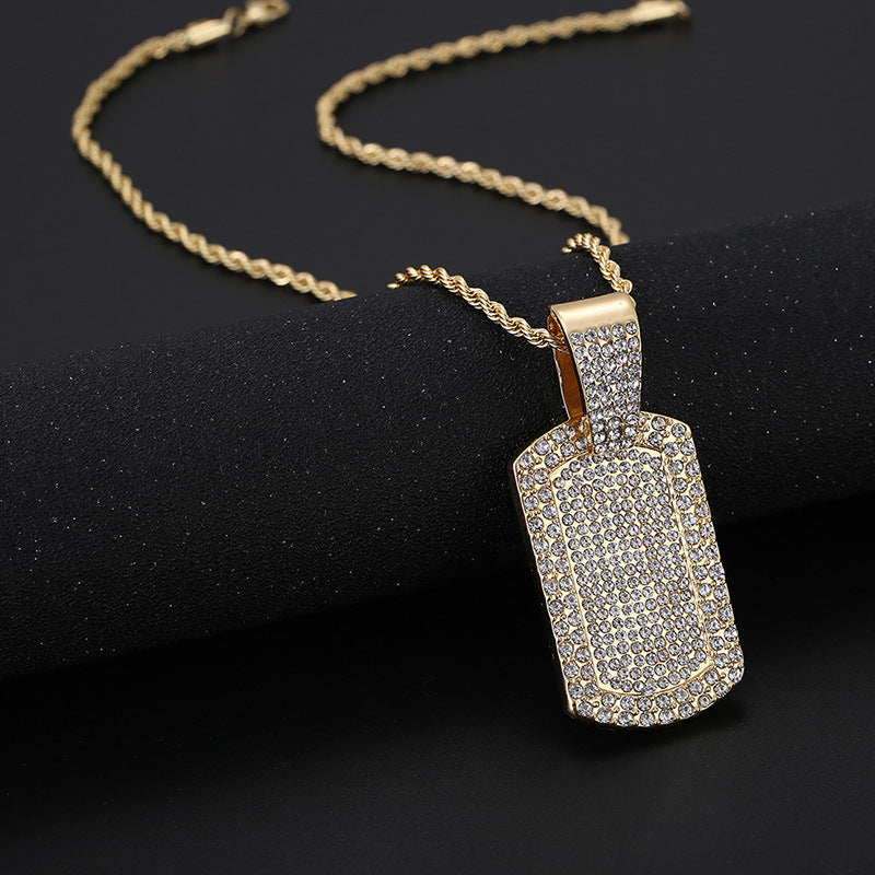 Iced Out Dog Tag Necklace