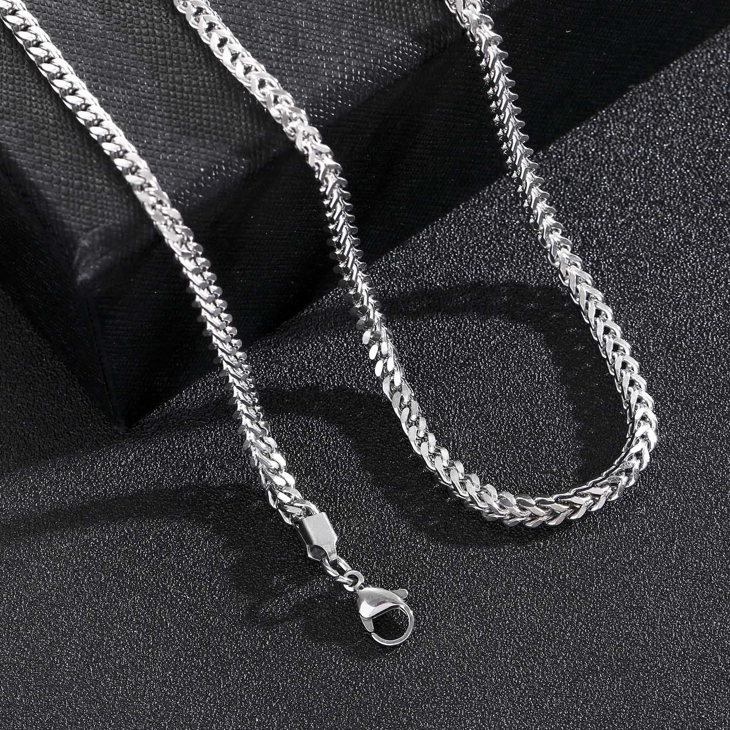 3mm Franco Link Chain in White Gold