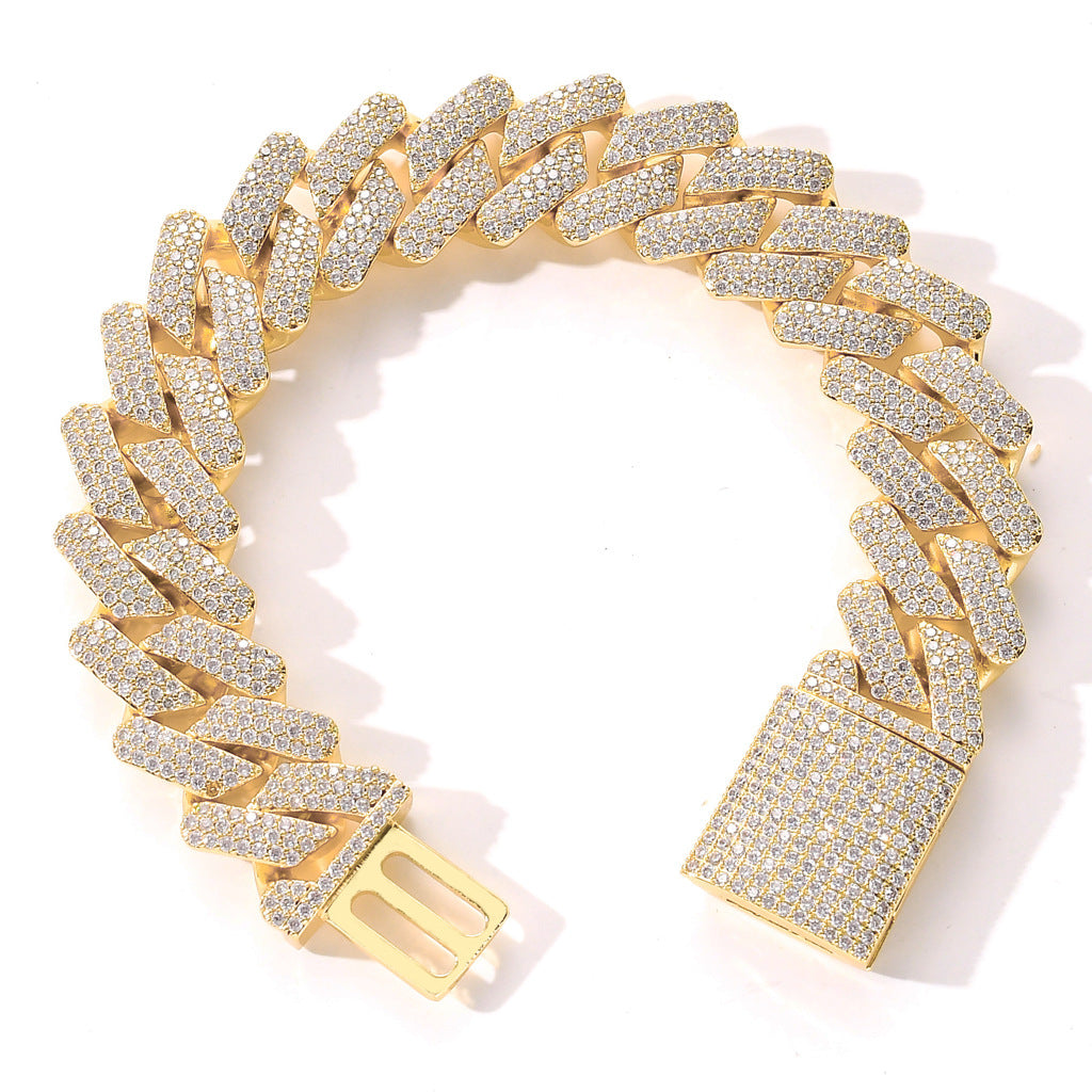 20mm Prong Cuban Bracelet in Gold