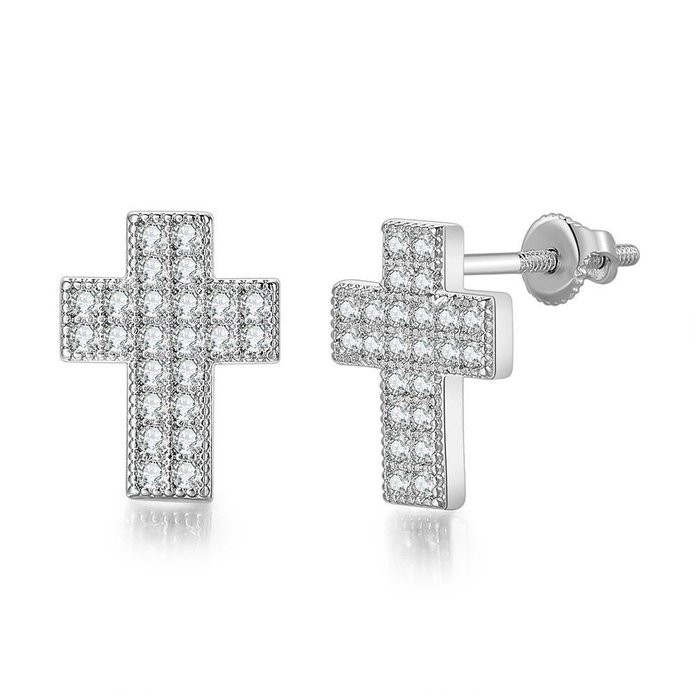 Gold-Plated Cross Hip Hop  Earring