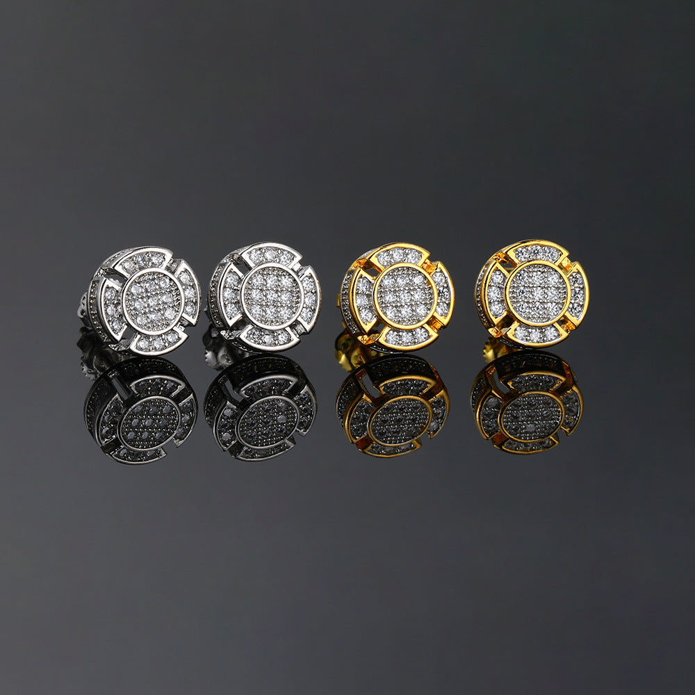 Gold-Plated Iced Hiphop Earrings (9mm)