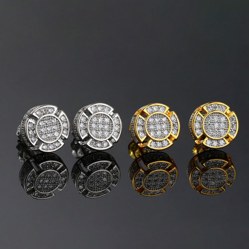 Gold-Plated Iced Hiphop Earrings (9mm)