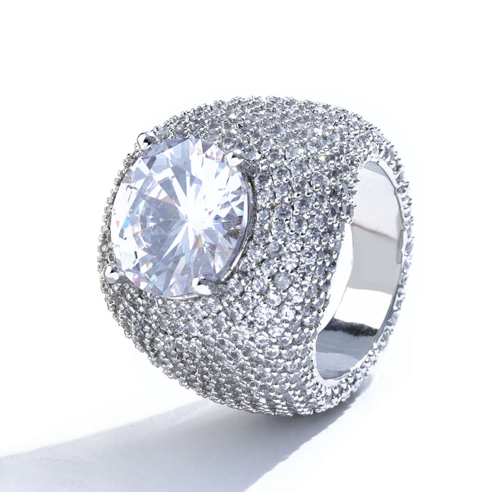 Iced Clustered Band Ring