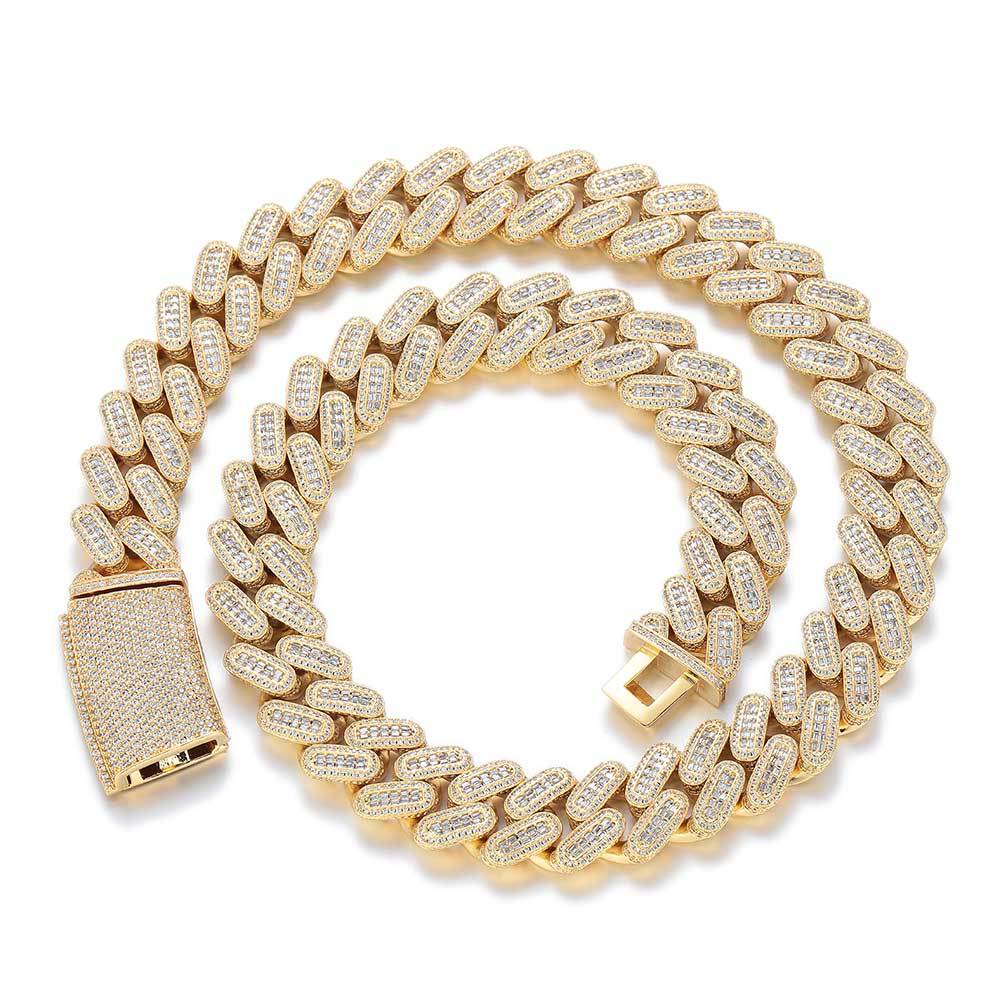 17.5mm Curved Clasp Iced Cuban Link Chain