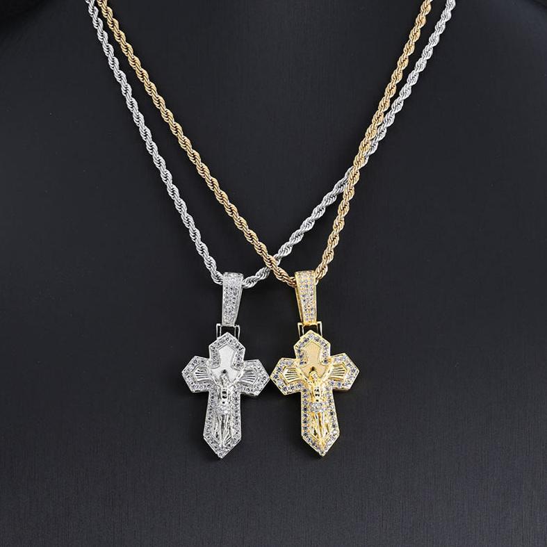 Jesus Crucifix Baguette Cross 18K Necklace