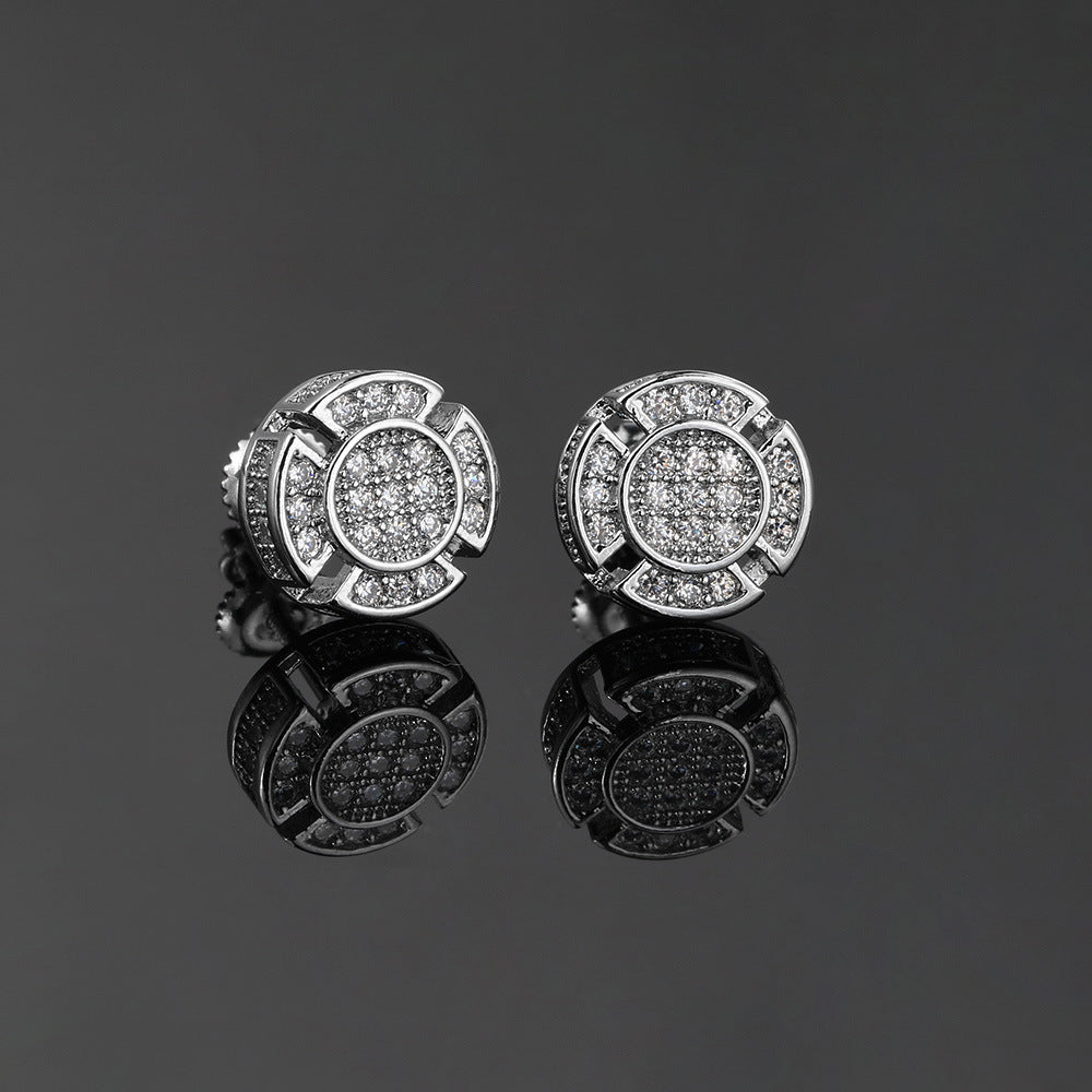 Gold-Plated Iced Hiphop Earrings (9mm)