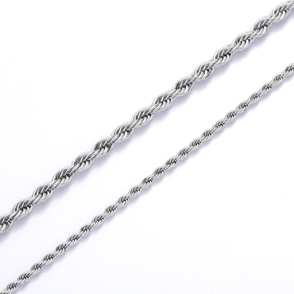 3MM White Gold Rope Chain