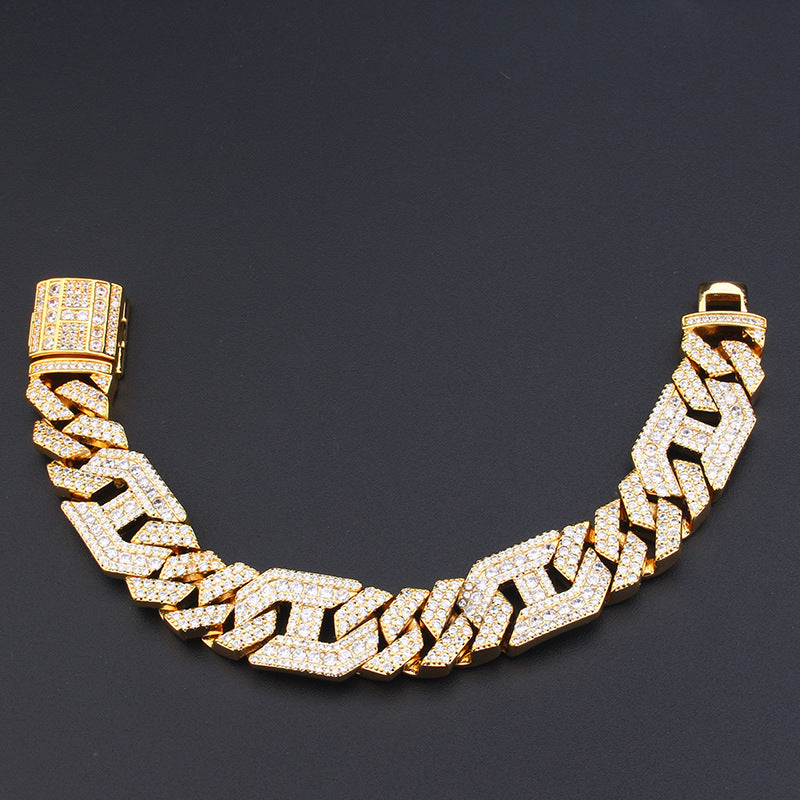 18K Gold-Plated Polygon Cuban Link Bracelet