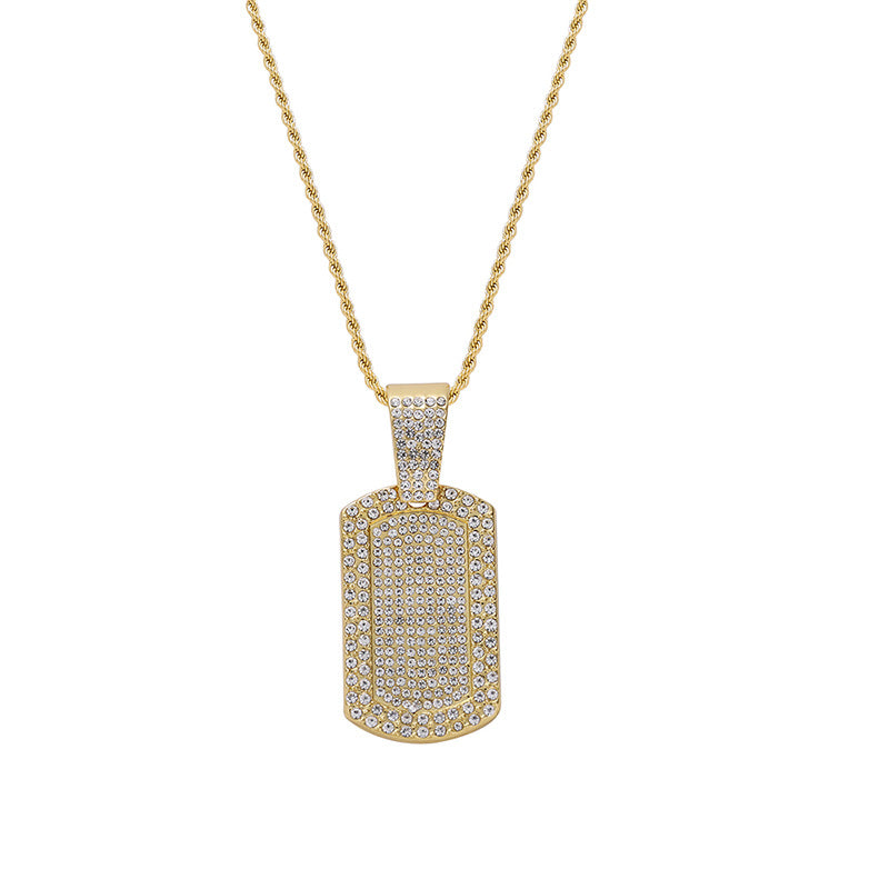 Iced Out Dog Tag Necklace