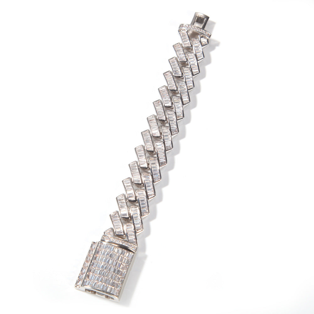 19mm French Creative Cuban Bracelet In White Gold