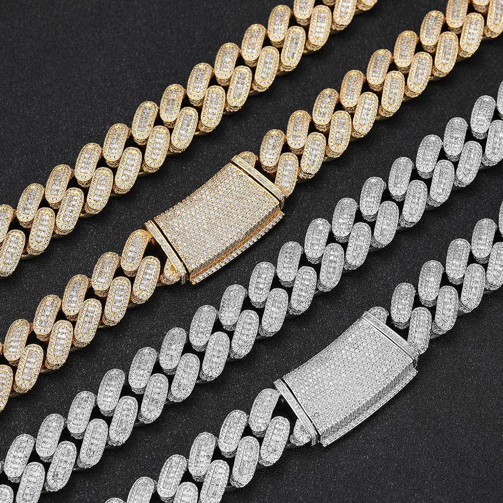 17.5mm Curved Clasp Iced Cuban Link Chain