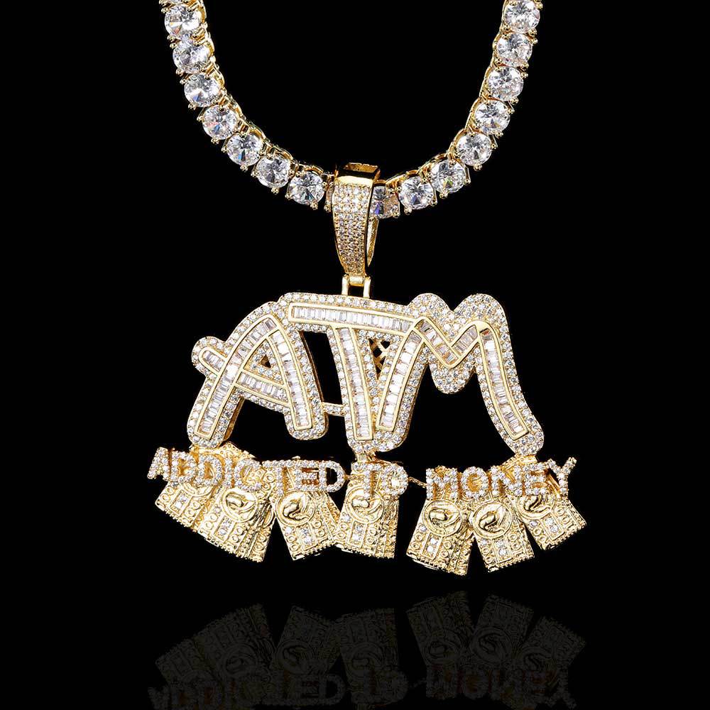 18K Gold-Plated ATM Iced Pendant