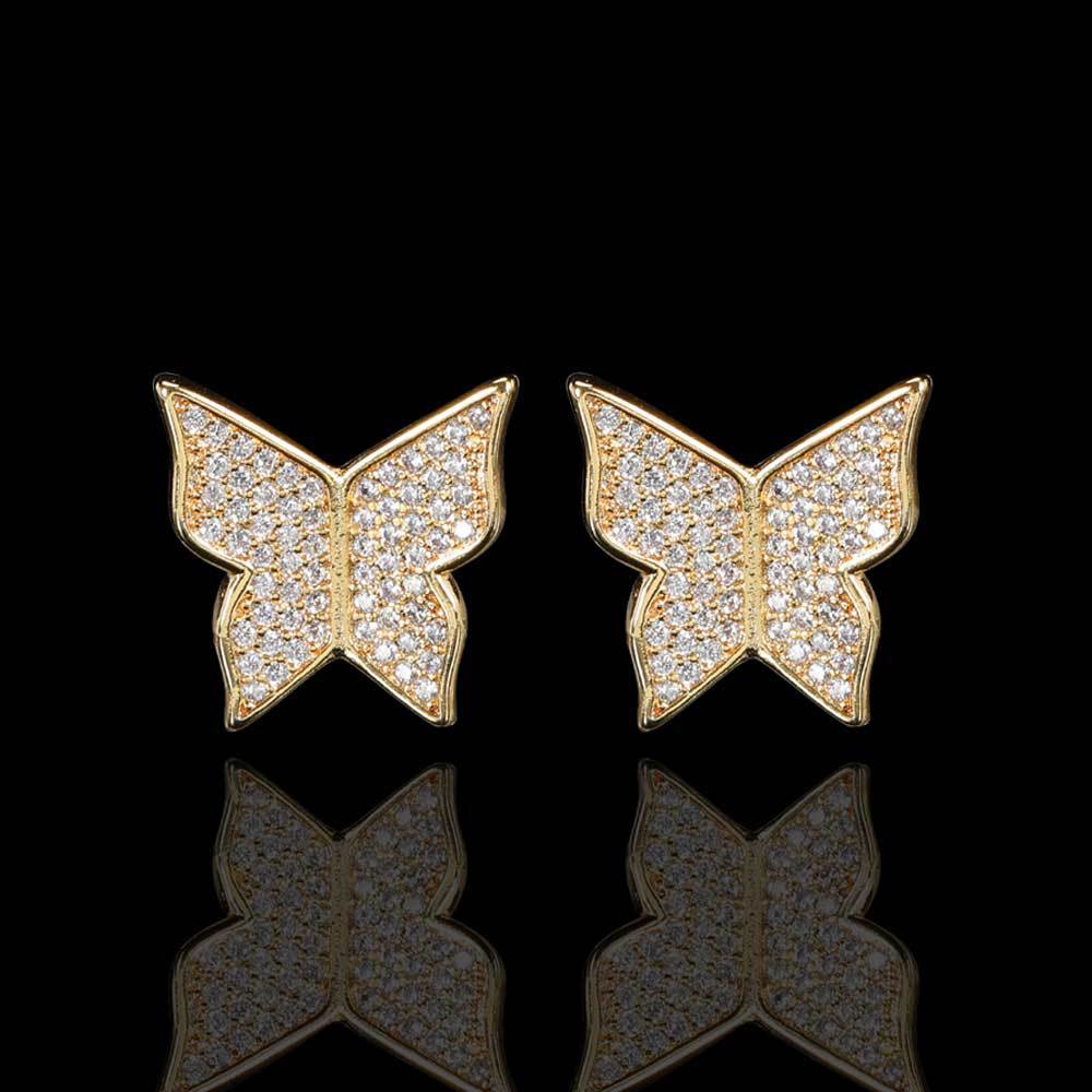 S925 Pure Silver Iced Hip Hop Butterfly Earring ICEEDRIP