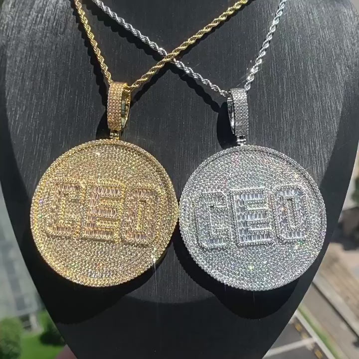 Iced Out 3D Big CEO Disc Necklace