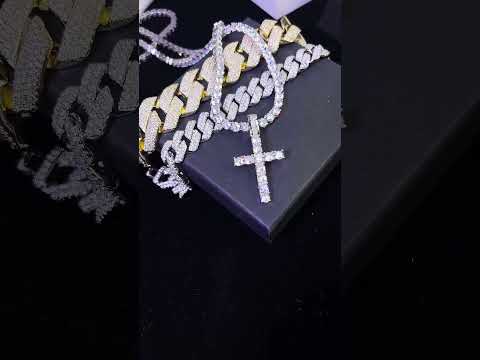 Bundle Bling Cross Pendant and 4mm Tennis Chain in White Gold