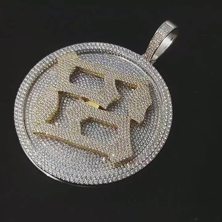 Iced out 69 Solid Gold-Plated six-nine 3D Giant Disc Bling Pendant